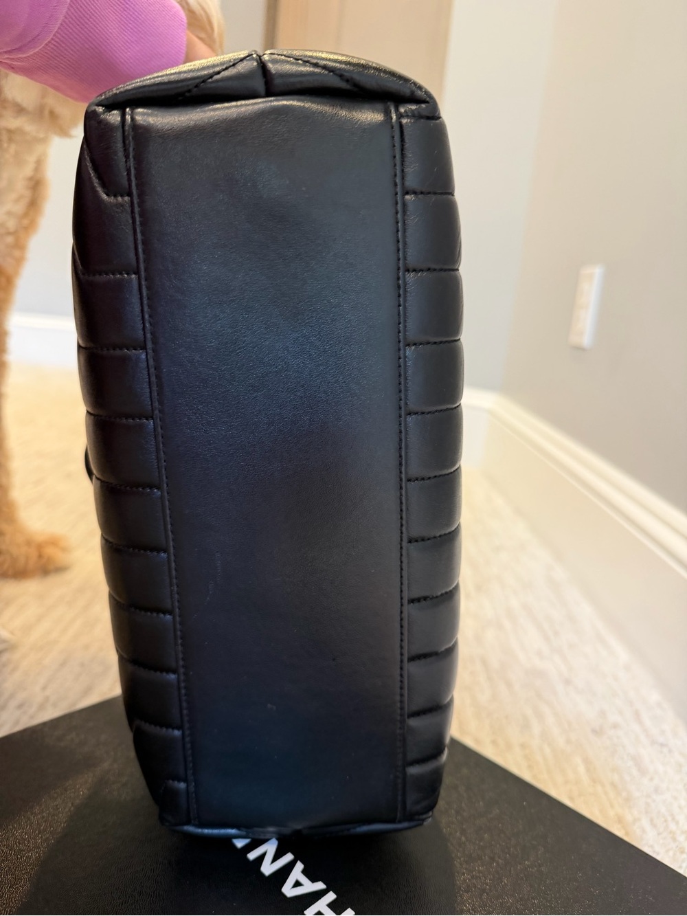 Saint Laurent Black Chevron Quilted Leather Shoulder Bag with Chain Strap - Picture 6 of 12